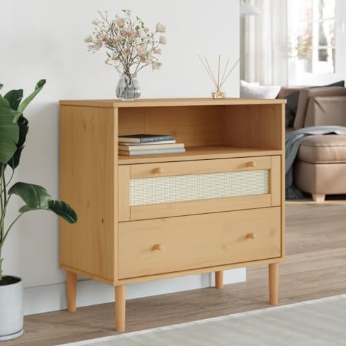 MNISDFL Sideboard SENJA Rattan-Optik Braun kommoden flurschrank for Schlafzimmer Innenraum 80x40x80 cm Kiefernholz MNISDFL Sideboard SENJA Rattan-Optik Braun kommoden flurschrank for Schlafzimmer Innenraum 80x40x80 cm Kiefernholz von MNISDFL