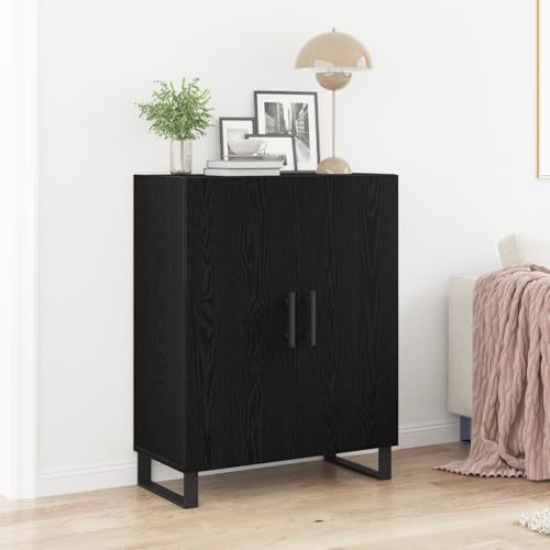 MNISDFL Sideboard Schwarz Eiche Schrank flurschrank for Büro Schlafzimmer 69,5x34x90 cm Holzwerkstoff von MNISDFL