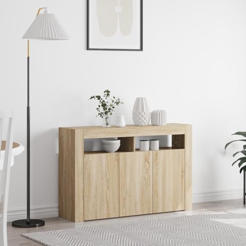 MNISDFL Sideboard Sonoma Eiche Ingenieurl Holz flurschrank sideboards for Büro Wohnzimmer 116 x 30 x 75 cm Sideboard von MNISDFL