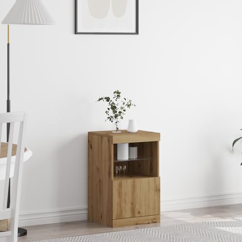 MNISDFL Sideboard mit LED-Leuchten Artisan Eiche flurschrank kleiderschrank for Innenraum Büro 41x37x67 cm von MNISDFL