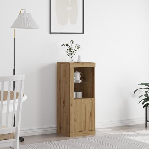MNISDFL Sideboard mit LED-Leuchten Artisan Eiche kleiderschrank gartenschrank for Schlafzimmer Wohnzimmer 41x37x100 cm von MNISDFL