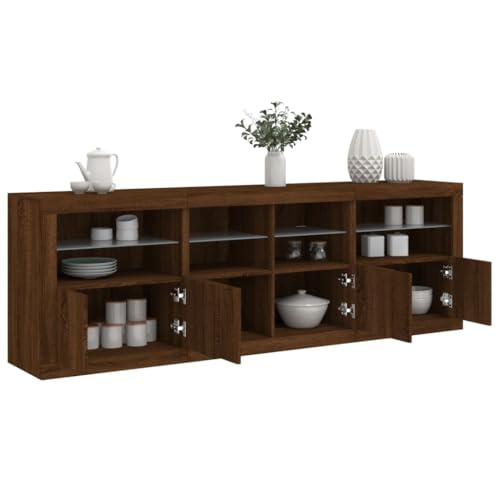 MNISDFL Sideboard mit LED-Leuchten Braun Eichen-Optik Schrank flurschrank for Wohnzimmer Schlafzimmer 202x37x67 cm MNISDFL Sideboard mit LED-Leuchten Braun Eichen-Optik Schrank flurschrank for Wohnzimmer Schlafzimmer 202x37x67 cm von MNISDFL
