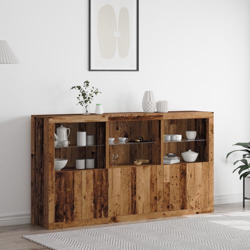 MNISDFL Sideboard mit LED-Lichtern Altes Holz kleiderschrank gartenschrank for Wohnzimmer Schlafzimmer 181,5 x 37 x 100 cm MNISDFL Sideboard mit LED-Lichtern Altes Holz kleiderschrank gartenschrank for Wohnzimmer Schlafzimmer 181,5 x 37 x 100 cm von MNISDFL