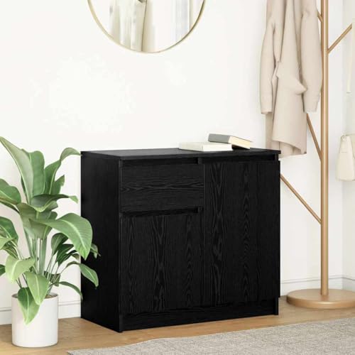 MNISDFL Sideboard mit Schublade Schwarz Eichen-Optik gartenschrank gartenschrank for Büro Wohnzimmer 71x35x65 cm von MNISDFL