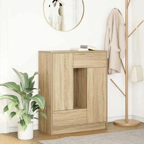 MNISDFL Sideboard mit Schubladen und Türen Sonoma-Eiche gartenschrank kleiderschrank for Schlafzimmer Büro 73x31x90 cm von MNISDFL