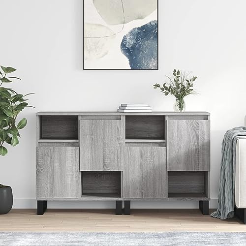 MNISDFL Sideboards 2 STK. Grau Sonoma Holzwerkstoff flurschrank kleiderschrank for Büro Schlafzimmer von MNISDFL