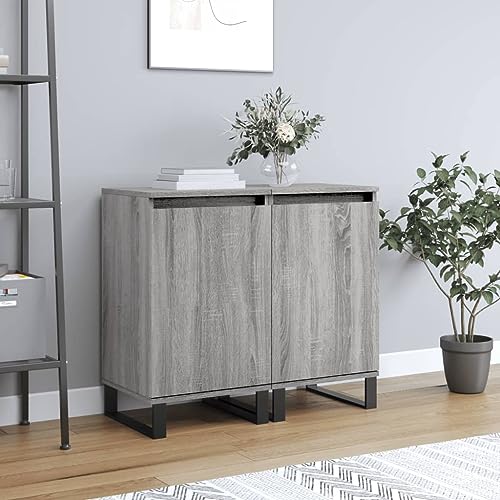 MNISDFL Sideboards 2 STK. Grau Sonoma Schrank gartenschrank for Wohnzimmer Schlafzimmer 40x35x70 cm Holzwerkstoff von MNISDFL