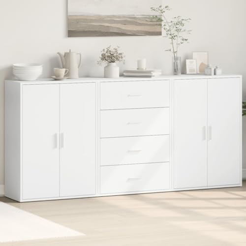 MNISDFL Sideboards 3 STK. Weiß kleiderschrank Schrank for Schlafzimmer Innenraum 60x31x84 cm Holzwerkstoff von MNISDFL