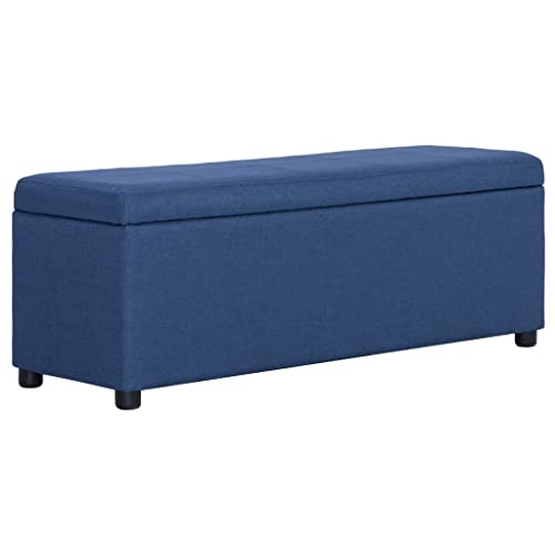 MNISDFL Sitzbank Stauraum Hocker mit Stauraum Sitztruhe Bank mit Staufach 116 cm Blau Polyester von MNISDFL