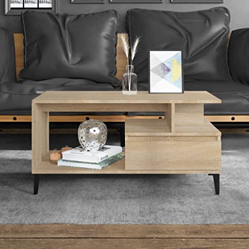 MNISDFL Sofatisch Nachttisch Betttisch Laptoptisch Couchtisch Sonoma-Eiche 90x49x45 cm Holzwerkstoff Geeignet für Wohnzimmer Schlafzimmer Büro von MNISDFL