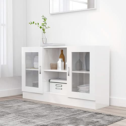 MNISDFL Vitrinenschrank Hochglanz-Weiß sideboards flurschrank for Innenraum Büro 120x30,5x70 cm Holzwerkstoff von MNISDFL