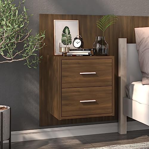 MNISDFL Wand-Nachttisch Braun Eichen-Optik nachtschrank Bedside Table for Schlafzimmer Wohnzimmer von MNISDFL
