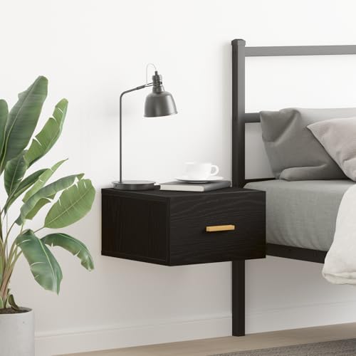 MNISDFL Wand-Nachttisch Schwarz Eiche nachtschrank nachttische for Wohnzimmer Zimmer 35x35x20 cm von MNISDFL
