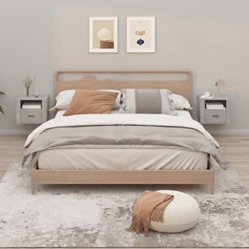 MNISDFL Wand-Nachttische 2 STK. Betongrau nachttische Bedside Table for Zimmer Schlafzimmer 50x36x40 cm von MNISDFL