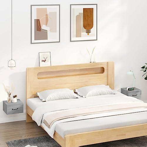 MNISDFL Wand-Nachttische 2 STK. Grau Sonoma nachttisch kommode mit schubladen for Zimmer Wohnzimmer 35x35x20 cm von MNISDFL