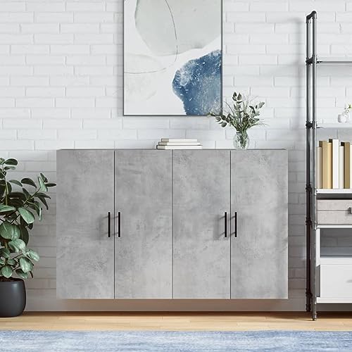 MNISDFL Wandschränke 2 STK. Betongrau sideboards kommoden for Schlafzimmer Wohnzimmer 69,5x34x90 cm von MNISDFL