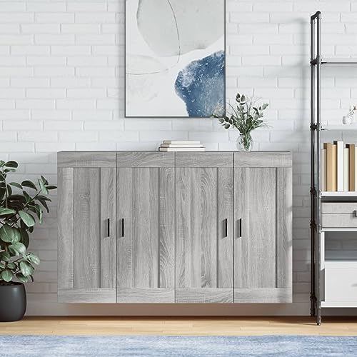 MNISDFL Wandschränke 2 STK. Grau Sonoma Holzwerkstoff flurschrank kommoden for Wohnzimmer Schlafzimmer MNISDFL Wandschränke 2 STK. Grau Sonoma Holzwerkstoff flurschrank kommoden for Wohnzimmer Schlafzimmer von MNISDFL