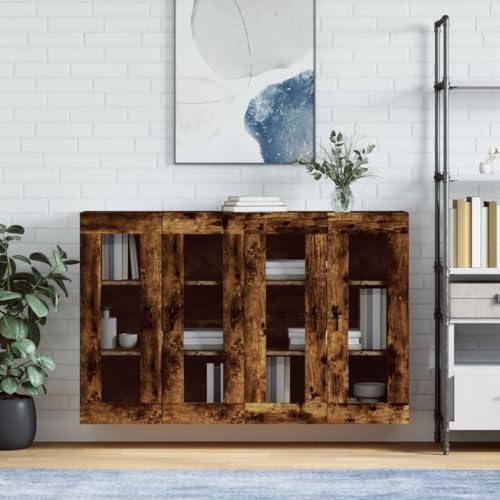 MNISDFL Wandschränke 2 STK. Räuchereiche Holzwerkstoff gartenschrank kommoden for Büro Wohnzimmer von MNISDFL