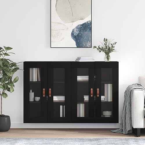 MNISDFL Wandschränke 2 STK. Schwarz Holzwerkstoff Schrank sideboards for Innenraum Schlafzimmer von MNISDFL