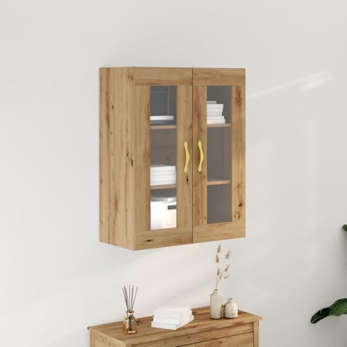 MNISDFL Wandschrank mit Glastüren Artisan Eiche sideboards kleiderschrank for Wohnzimmer Büro 69,5x34x90 cm von MNISDFL