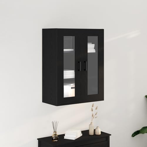MNISDFL Wandschrank mit Glastüren Schwarz Eiche gartenschrank gartenschrank for Schlafzimmer Wohnzimmer 69,5x34x90 cm MNISDFL Wandschrank mit Glastüren Schwarz Eiche gartenschrank gartenschrank for Schlafzimmer Wohnzimmer 69,5x34x90 cm von MNISDFL