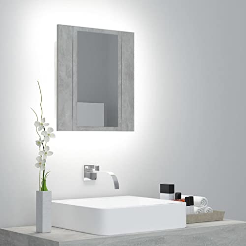 MNISDFL Waschtischunterschrank Waschbecken Badezimmer-Schrank LED-Bad-Spiegelschrank Betongrau 40x12x45 cm Acryl von MNISDFL