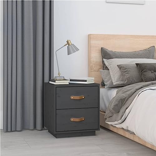 Nachttisch Grau nachttische beistelltisch for Schlafzimmer Wohnzimmer 40x34x45 cm Massivholz Kiefer von MNISDFL