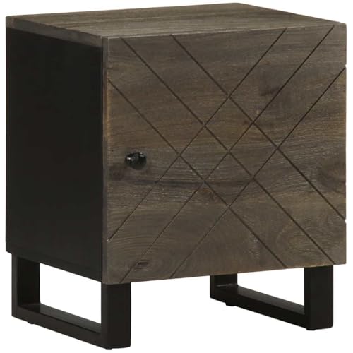 Nachttisch Schwarz beistelltisch kommode mit schubladen for Wohnzimmer Schlafzimmer 40x33x46 cm Massivholz Mango von MNISDFL
