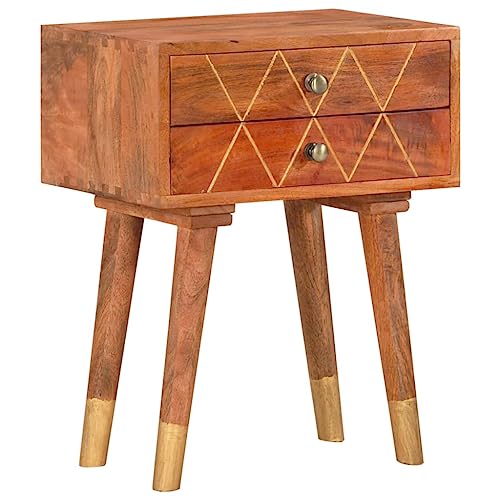 Nachttisch kommode mit schubladen beistelltisch for Zimmer Wohnzimmer 43×30×58 cm Massivholz Mango von MNISDFL