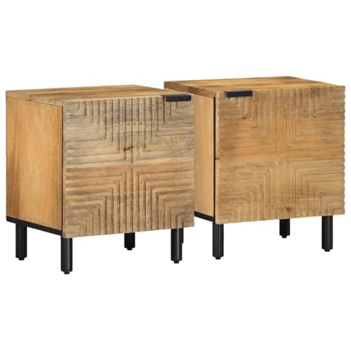 Nachttische 2 STK. Braun beistelltisch kommode mit schubladen for Schlafzimmer Zimmer 40x33x46 cm Massivholz Mango Nachttische 2 STK. Braun beistelltisch kommode mit schubladen for Schlafzimmer Zimmer 40x33x46 cm Massivholz Mango von MNISDFL