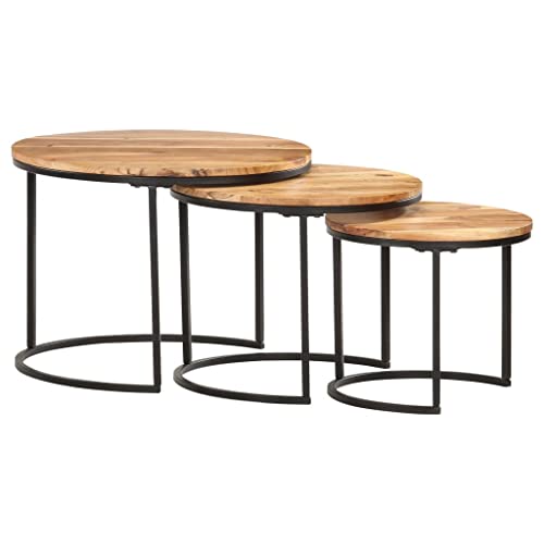 Satztische 3 STK. Massivholz Akazie beistelltisch wohnzimmertisch for Esszimmer Innenraum Satztische 3 STK. Massivholz Akazie beistelltisch wohnzimmertisch for Esszimmer Innenraum von MNISDFL