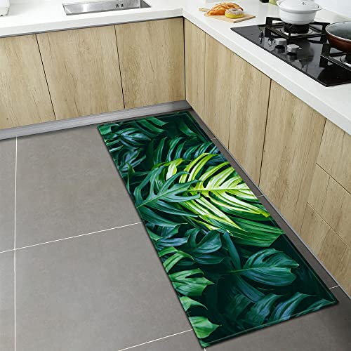 Teppich Läufer Flur-Tropischer Regenwald-Thema-Teppichläufer Für Die Küche-3D Fresh Turtle Leaf Pattern Korridor Treppe Langer Teppich-Weicher Anti-Rutsch-Flurteppich-Läufer Für Den Innen- Und A von MNJLB