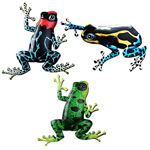 MNJR Wanddeko Metall Frosch, Metall Wandskulptur, Metall Frosch Deko, Metal Wall Art, 3D Kunst Wanddekor, Frosch Skulptur Metall Wandkunst für Zuhause Schlafzimmer Büro Garten (3pcs) von MNJR