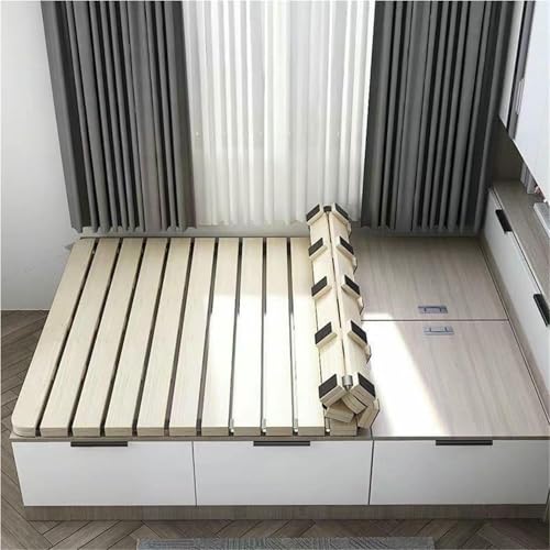 MNJVCFDS Holz Roll-Typ Schiefen Bett, Faltbares Hartbett Brett, Solid Futon Rahmen, Bodenmattratze, Faltbar Geeignet Für Schlafzimmer, Wohnzimmer (74.8 * 70.9in) (74.8 * 39.4in) von MNJVCFDS