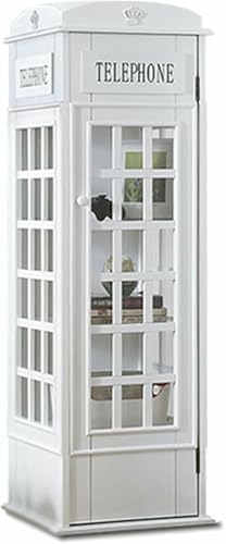 MNJVCFDS London Telefon Kabine 5-Tier Holz Bücherregal Mit Acryltür - Bodenstehender Anzeigeschrank Für Niedliche Aufbewahrung Organizer von MNJVCFDS