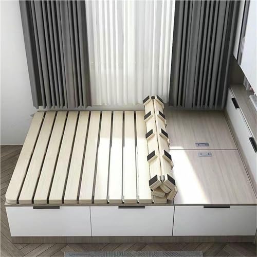 MNJVCFDS Tatami-Bettrahmen, Tragbares Klappbrett, Klappbares Holz-Roll-Typ-Schiefelbett, Eingestufte Skelett-Hartbodenmatratze Für Schlafzimmer, Wohnzimmer von MNJVCFDS
