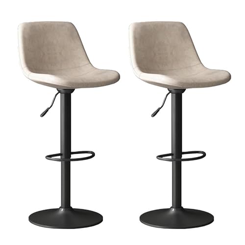 MNOIINM 360° Drehbar Barhocker 2er Set Höhenverstellbar Gepolstert Frühstück Barhocker mit Rückenlehne und Fußstütze Leder Modern Thekenhocker für Küche Restaurants von MNOIINM