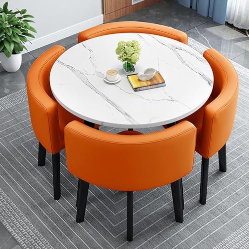 MNOIINM Bürokonferenztisch, kleiner Konferenzzimmertisch, runder Tisch für Büroempfang, einfacher Küchen-Esstisch, Set mit 1 Tisch, 4 Stühlen, Meetings, Verhandlungstisch, 80 cm (Farbe: E) von MNOIINM