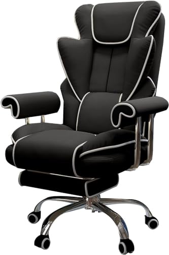 MNOIINM Computerstuhl, Arbeitsstuhl, Bürostuhl mit Fußstütze, bequem, ergonomisch, Rückenlehne, 90 ~ 150 Grad verstellbar, Sofa, Gaming-Sitz (Farbe: Schwarz) von MNOIINM