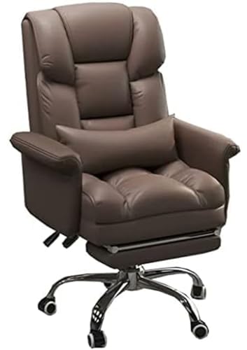 MNOIINM Ergonomischer Stuhl mit Fußstütze, Computerstuhl, ergonomischer Bürostuhl, hohe Rückenlehne, großer Chefsessel aus PU-Leder, Arbeitsstühle mit 135° Rückenlehne, Lendenwirbelstütze (Farbe: von MNOIINM