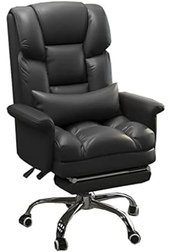 MNOIINM Ergonomischer Stuhl mit Fußstütze, Computerstuhl, ergonomischer Bürostuhl, hohe Rückenlehne, großer Chefsessel aus PU-Leder, Arbeitsstühle mit 135° Rückenlehne, Lendenwirbelstütze (Farbe: von MNOIINM