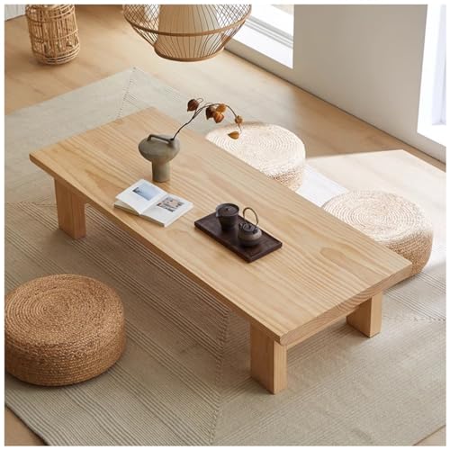 MNOIINM Japanischer Bodentisch, Vintage-Teetisch, niedriger Tisch, rechteckiger Tatami-Tisch oder auf dem Boden sitzende Akzentmöbel von MNOIINM
