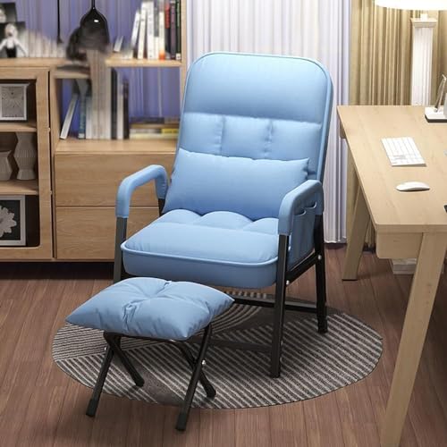 MNOIINM Stuhl mit Ottoman-Set, Freizeit-Sofa, Sessel mit Fußstütze und 5-Winkel-Liegefunktion, bequemer Relaxsessel für Schlafzimmer, Wohnzimmer (Farbe: Blau) von MNOIINM