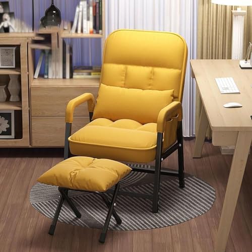 MNOIINM Stuhl mit Ottoman-Set, Freizeit-Sofa, Sessel mit Fußstütze und 5-Winkel-Liegefunktion, bequemer Relaxstuhl für Schlafzimmer, Wohnzimmer (Farbe: Gelb) von MNOIINM