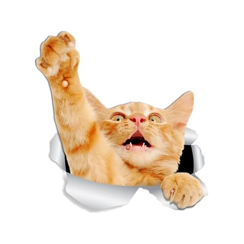 S30967 Selbstklebender Aufkleber „Playing Ginger Cat“ für Auto, Motorrad, Laptop, wasserdicht, Auto-Dekore auf der Stoßstange von MNQWMOU