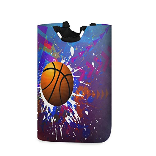 MNSRUU Aquarell Basketball Sport Ball Wäschekorb groß Aufbewahrungskorb mit Griffen für Geschenkkörbe, Schlafzimmer, Kleidung von Mnsruu
