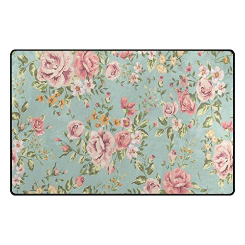 Mnsruu Shabby Chic Floral Blossom Teppich Anti-Rutsch-Fußmatte Fußmatten für Kinderzimmer, Wohnzimmer Schlafzimmer, Textil, multi, 50 x 80 cm(1.7' x 2.6' ft) von Mnsruu