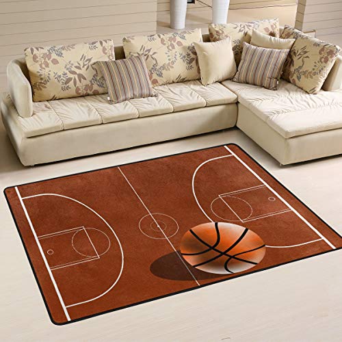 Mnsruu Area Rug 183 x 122 cm, Basketball Muster Gedruckt Teppich Wohnzimmer Dekor Bodenmatte Teppich für Schlafzimmer von Mnsruu