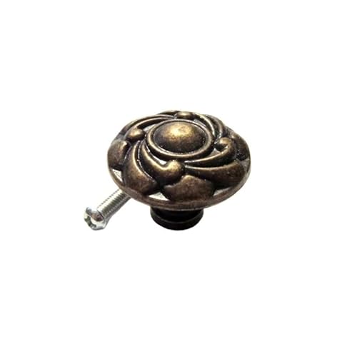 MNUPL Antiker Messing-Bronze-Einzelloch-Rundschmuck, Truhe, Schrank, Kommode, Schublade, Tür, Fenster, Griff, Zugknopf, 4 Arten(Knob C) von MNUPL