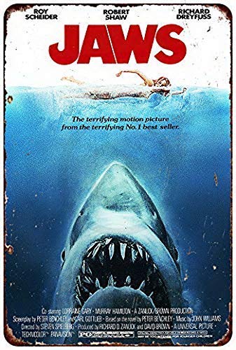 Jaws Movie Retro Vintage Custom Metall-Blechschild Home House Coffee Beer Drink Bar Blechschild 20,3 x 30,5 cm von MNUT